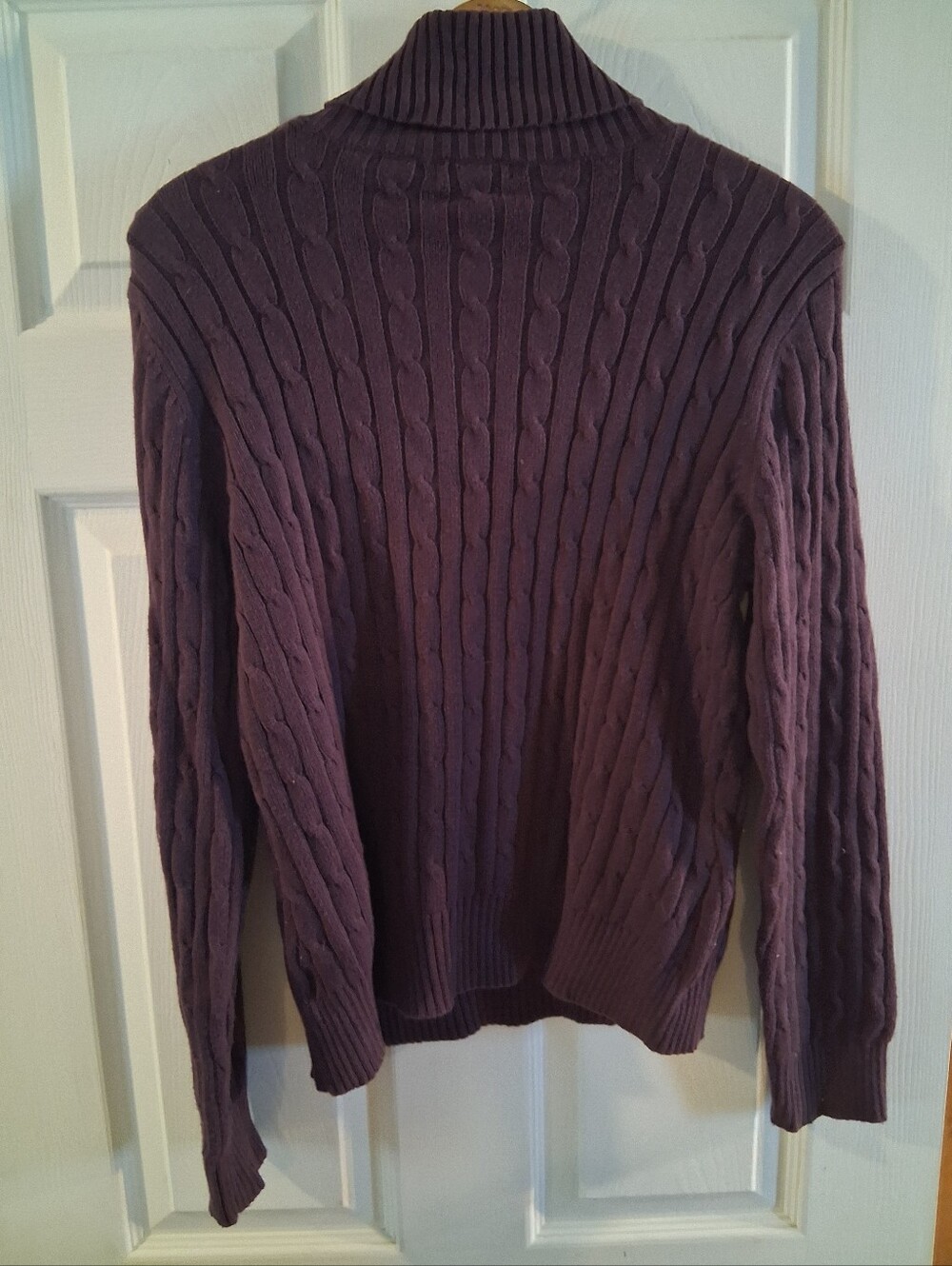 St. John's Bay Cable Knit Turtleneck Sweater in Plum - Picture 3 of 3